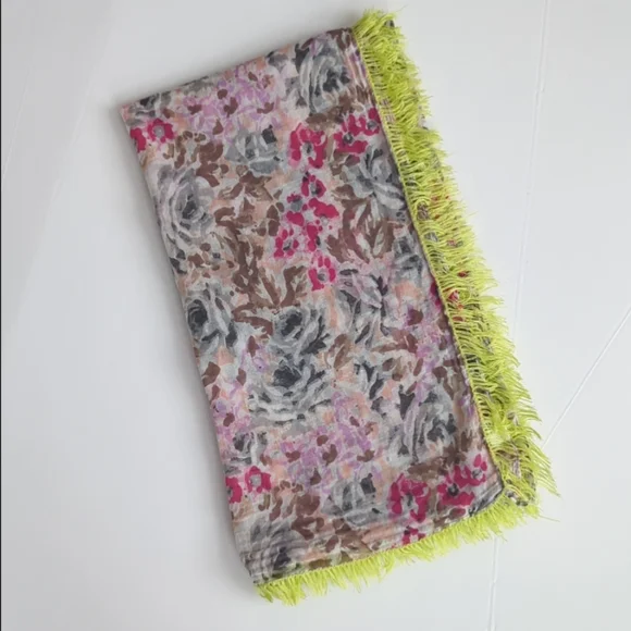 American Eagle Pareo Sarong Beach Wrap Scarf Water Color Eyelash Fringe - Picture 8 of 9